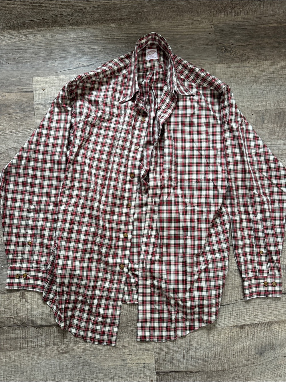 Brooks Brothers Red and White Plaid Button-Down Shirt